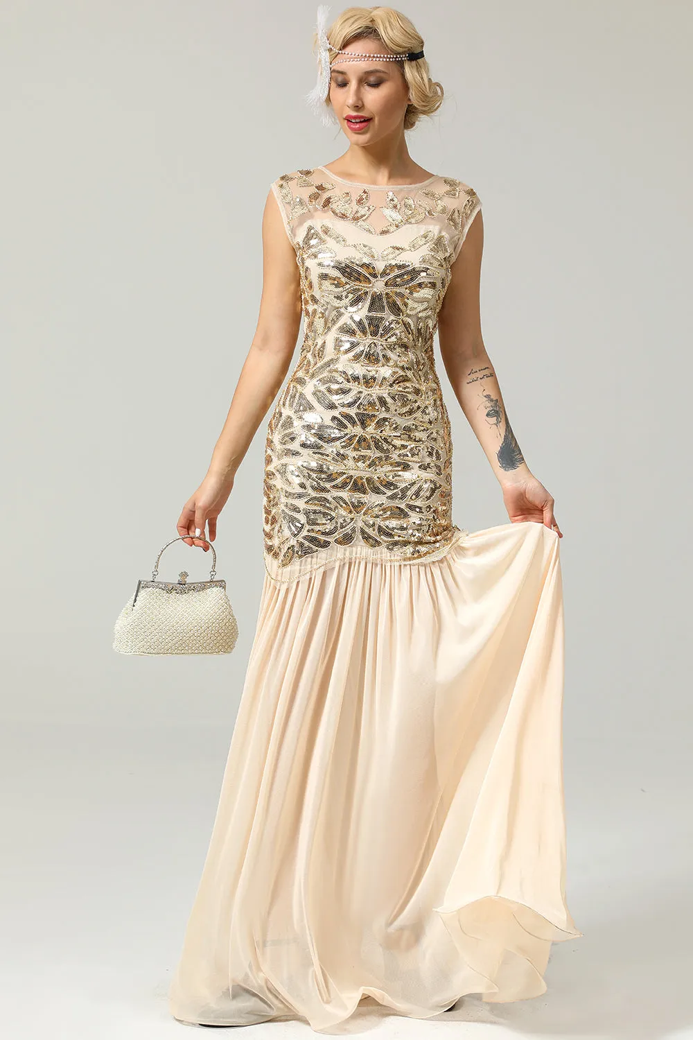 Champagne 1920s Flapper Glitter Dresses sold by Zapaka product image thumbnail 5