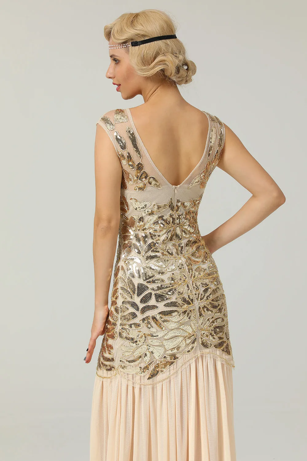 Champagne 1920s Flapper Glitter Dresses sold by Zapaka product image thumbnail 4