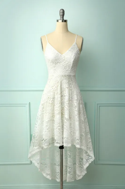 High Low Lace White Dress sold by Zapaka