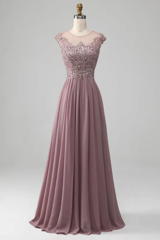 A-Line Beaded Blush Prom Dress sold by Zapaka