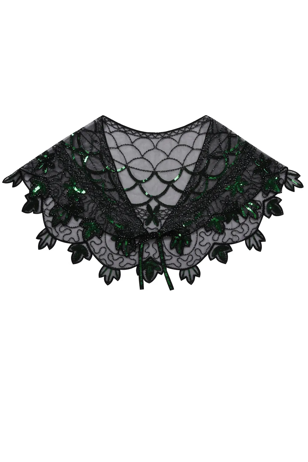 1920s Green Flower Sequin Women Cape sold by Zapaka product image thumbnail 3