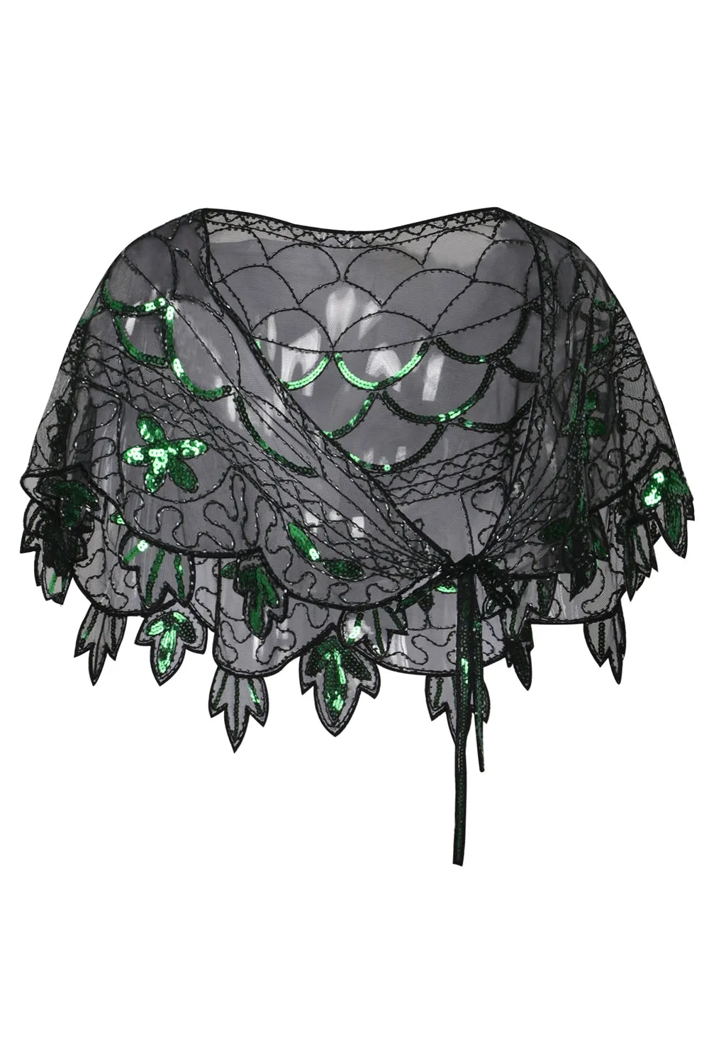 1920s Green Flower Sequin Women Cape sold by Zapaka product image thumbnail 4