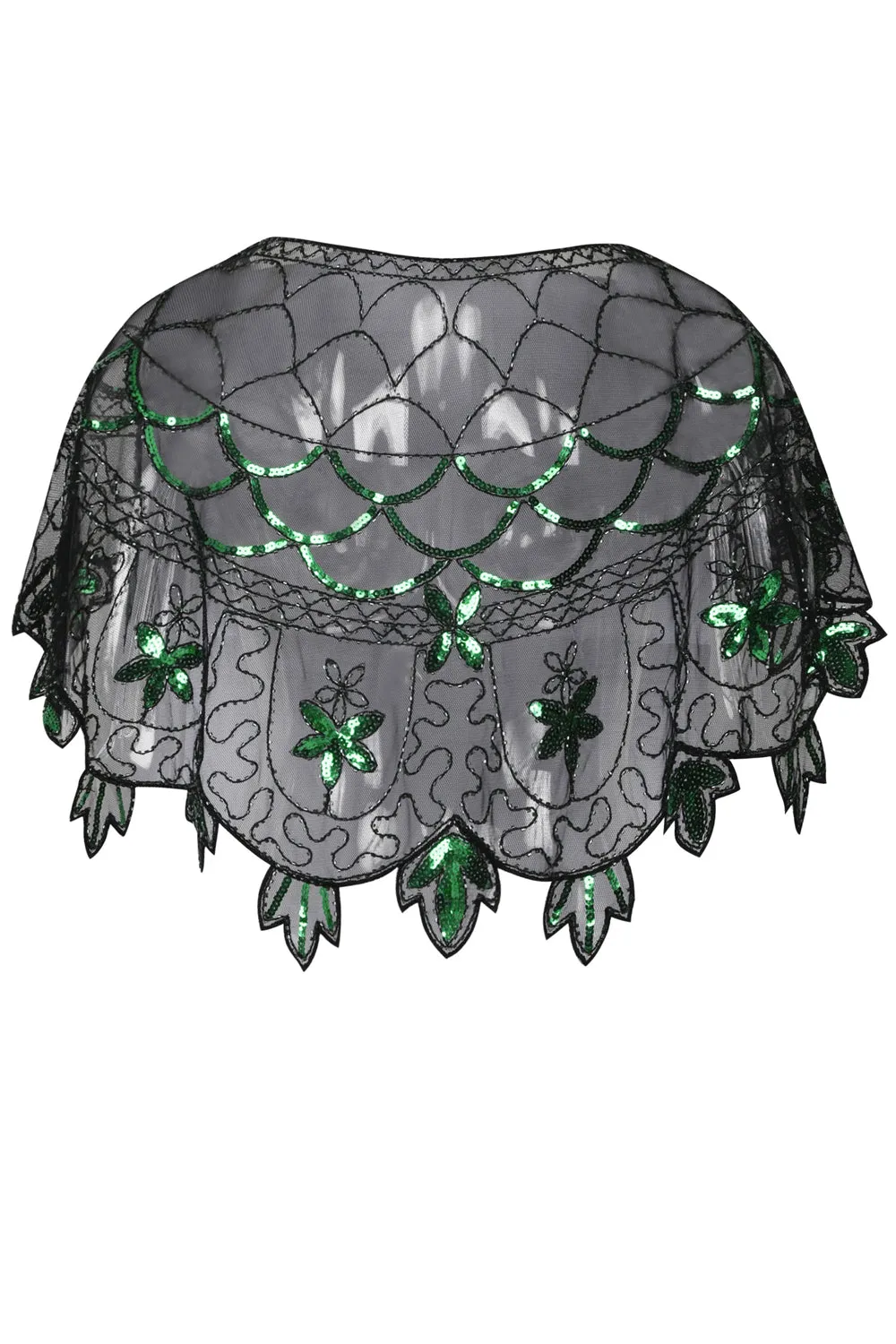 1920s Green Flower Sequin Women Cape sold by Zapaka product image thumbnail 2