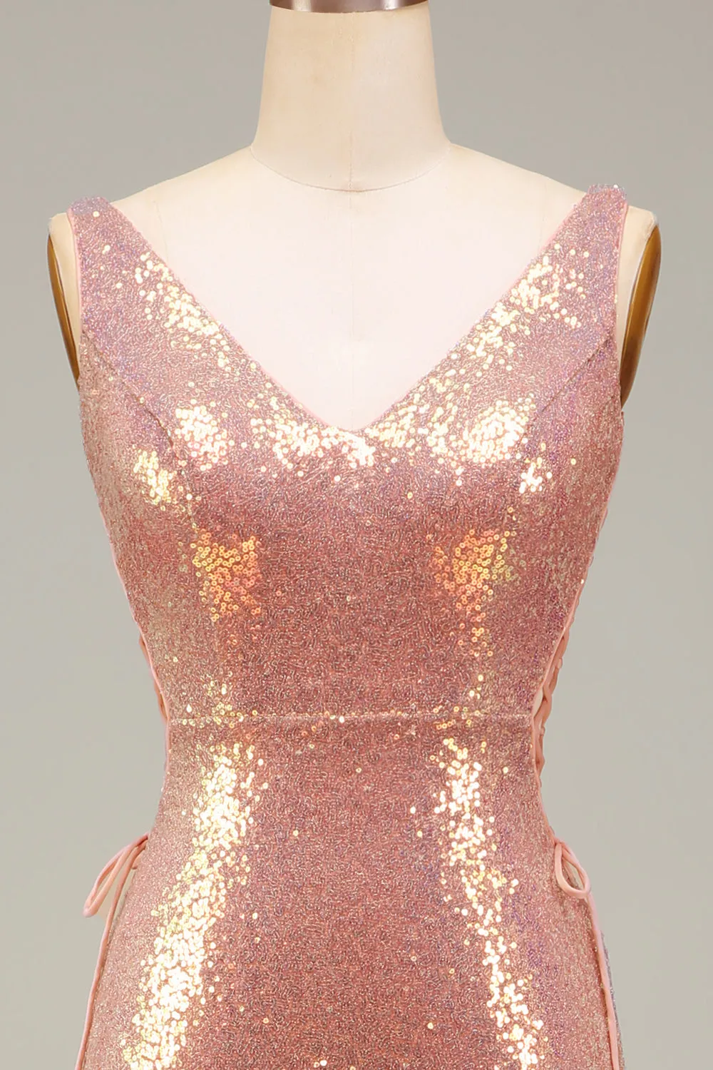 Sparkly Blush Mermaid Prom Dress with Slit sold by Zapaka product image thumbnail 4