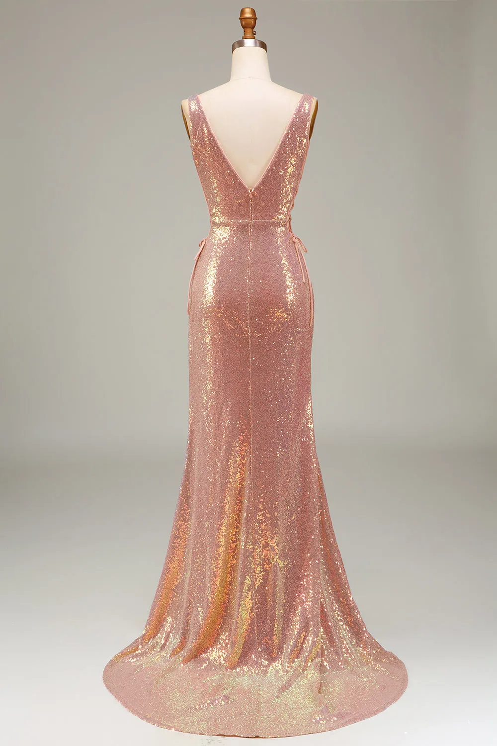 Sparkly Blush Mermaid Prom Dress with Slit sold by Zapaka product image thumbnail 2
