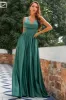 Green Deep V Neck Long Bridesmaid Dress sold by Zapaka
