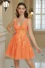 Sparkly Orange A Line Glitter Homecoming Dress with Sequins sold by Zapaka