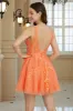 Sparkly Orange A Line Glitter Homecoming Dress with Sequins sold by Zapaka