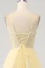 Tulle Beaded Light Yellow Prom Dress with Slit sold by Zapaka