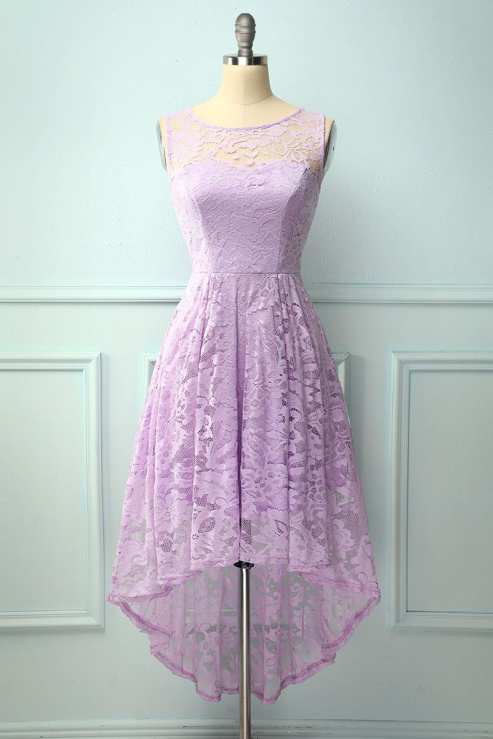 Asymmetrical Lavender Lace Dress sold by Zapaka
