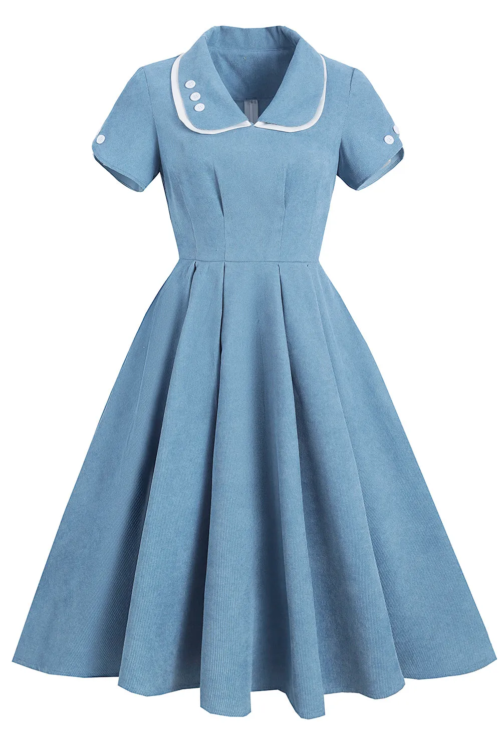 Vintage Blue Solid 1950s Swing Dress sold by Zapaka