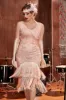 Blush Sequins 1920s Flapper Gatsby Dress with Fringes sold by Zapaka