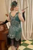 Golden and Green 1920s Plus Size Dress with 20s Accessories Set sold by Zapaka
