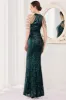 Mermaid Halter Dark Green Sequins Long Prom Dress sold by Zapaka