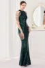 Mermaid Halter Dark Green Sequins Long Prom Dress sold by Zapaka