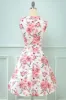 Blue Printed Floral Swing Vintage Dress sold by Zapaka