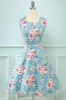 Blue Printed Floral Swing Vintage Dress sold by Zapaka