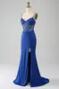 Royal Blue Mermaid Corset Prom Dress with Beading sold by Zapaka