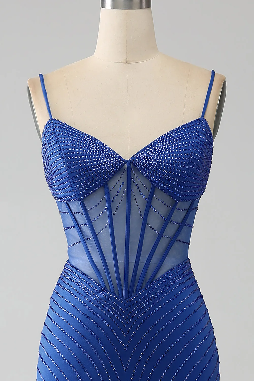 Royal Blue Mermaid Corset Prom Dress with Beading sold by Zapaka product image thumbnail 4