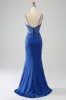 Royal Blue Mermaid Corset Prom Dress with Beading sold by Zapaka