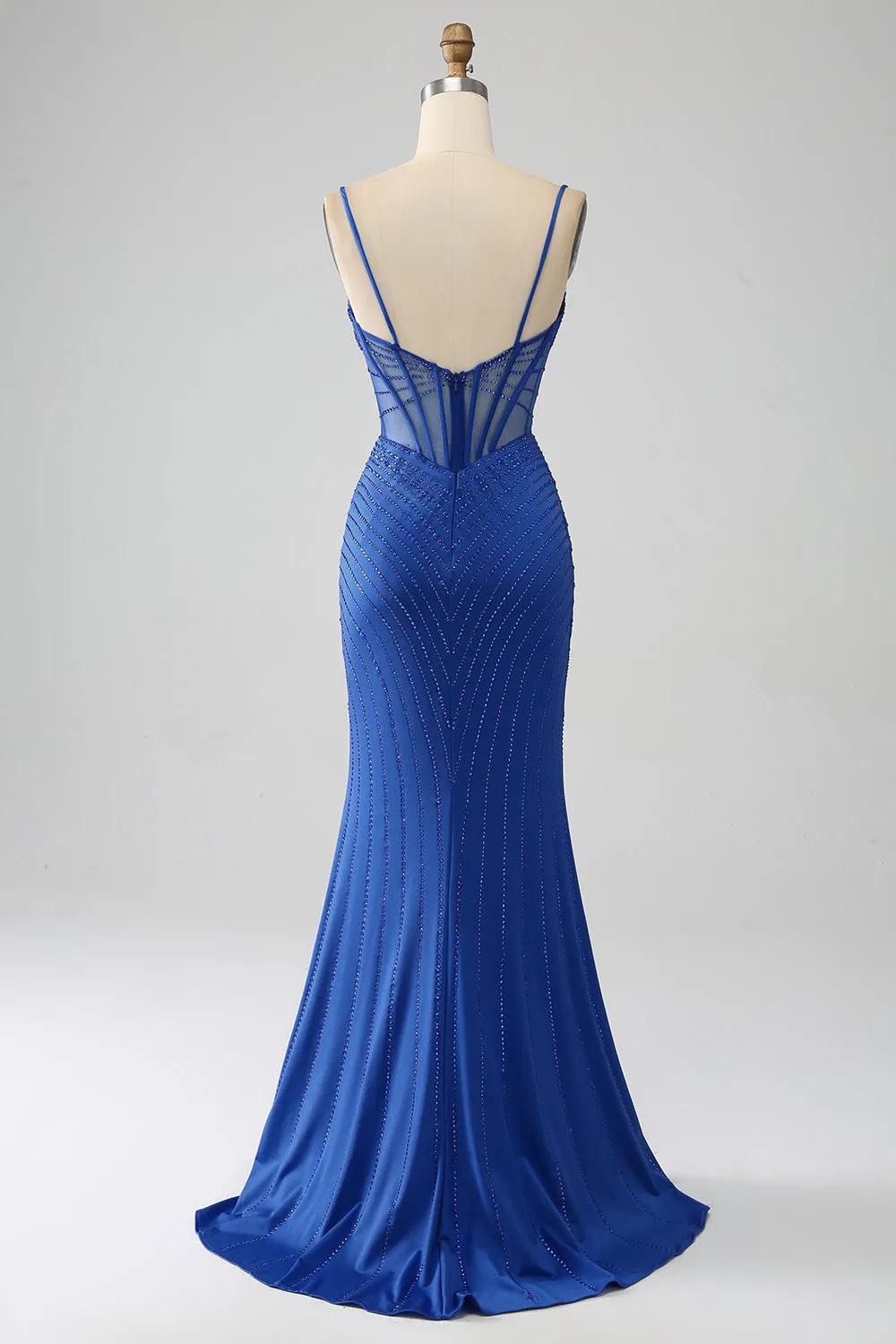 Royal Blue Mermaid Corset Prom Dress with Beading sold by Zapaka product image thumbnail 2