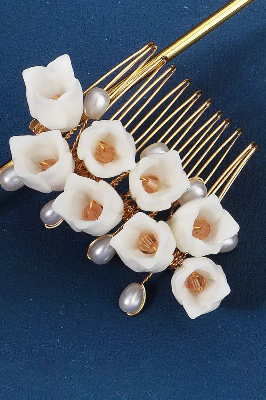 Handmade Pearl Resin Floral Headpiece sold by Zapaka
