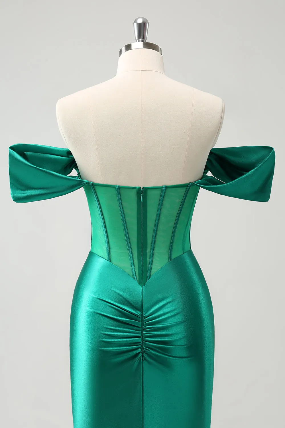 Green Off the Shoulder Satin Tight Homecoming Dress with Beading sold by Zapaka product image thumbnail 5