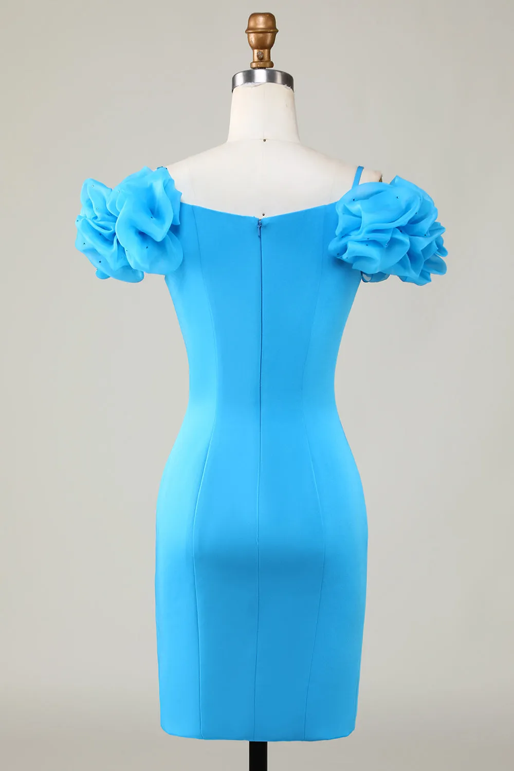 Bodycon Off the Shoulder Blue Short Homecoming Dress with Ruffles sold by Zapaka product image thumbnail 2