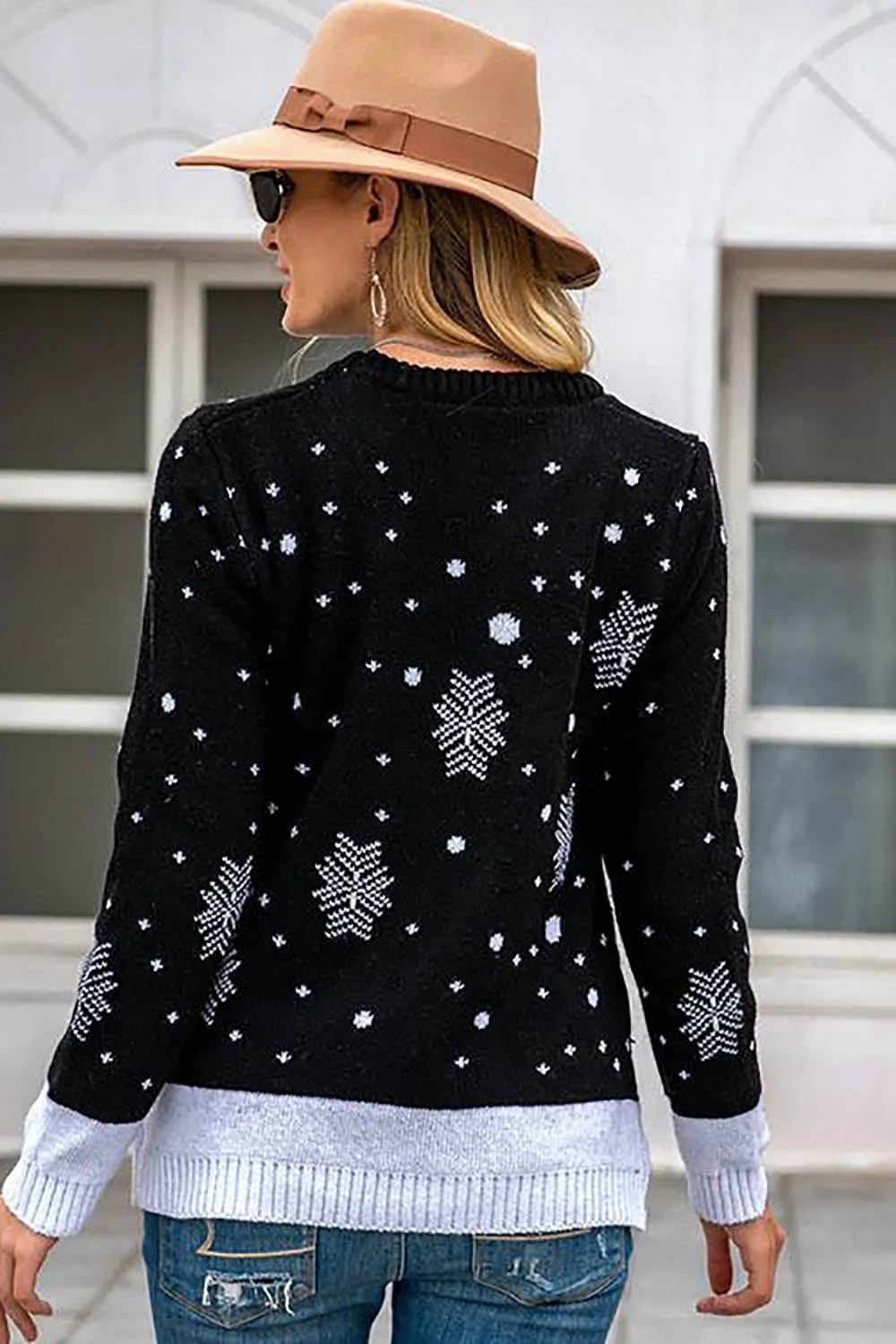 Black Christmas Reindeer Black Snowflake Sweater sold by Zapaka product image thumbnail 2