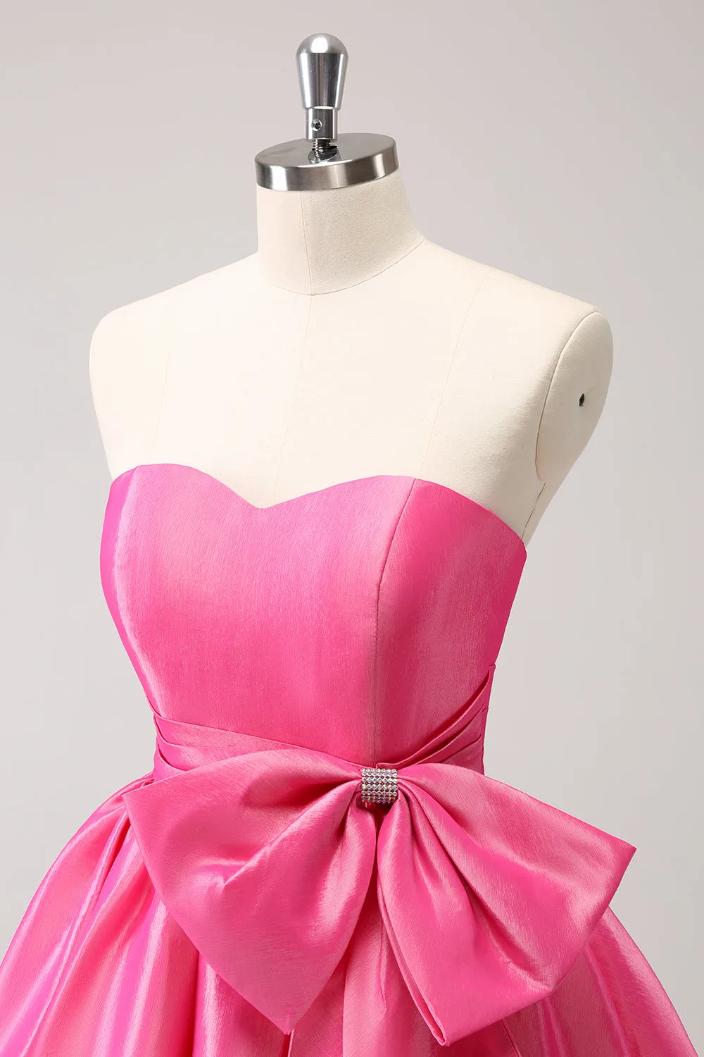 Fuchsia A-Line Strapless Ruffle Short Homecoming Dress with Bow sold by Zapaka product image thumbnail 5