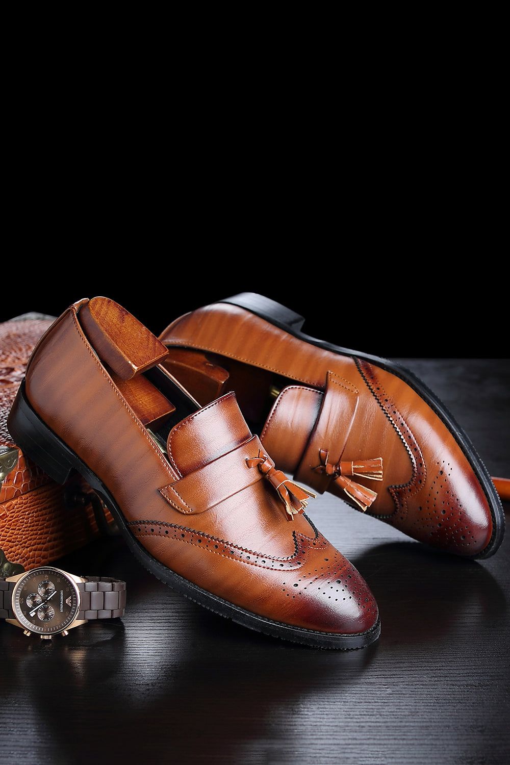 Black Slip-On Fringe Men's Party Shoes sold by Zapaka product image thumbnail 4