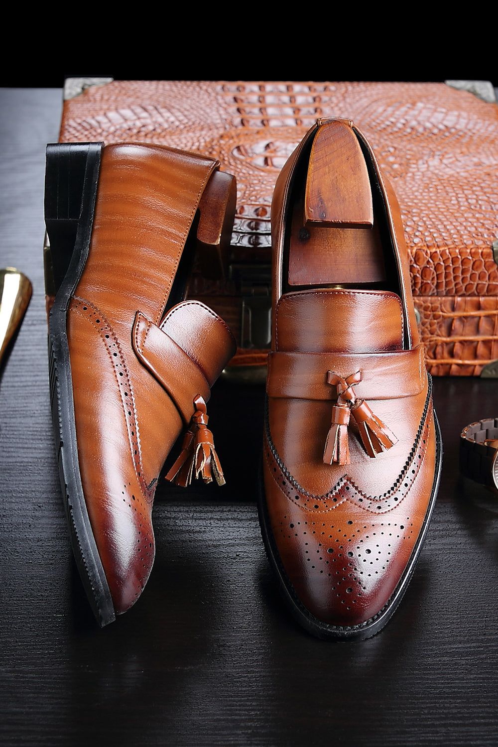 Black Slip-On Fringe Men's Party Shoes sold by Zapaka product image thumbnail 5