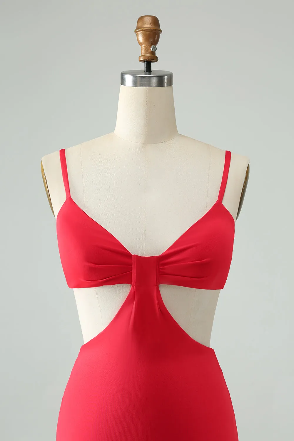 Red Tight Spaghetti Straps Hollow Out Short Homecoming Dress sold by Zapaka product image thumbnail 4