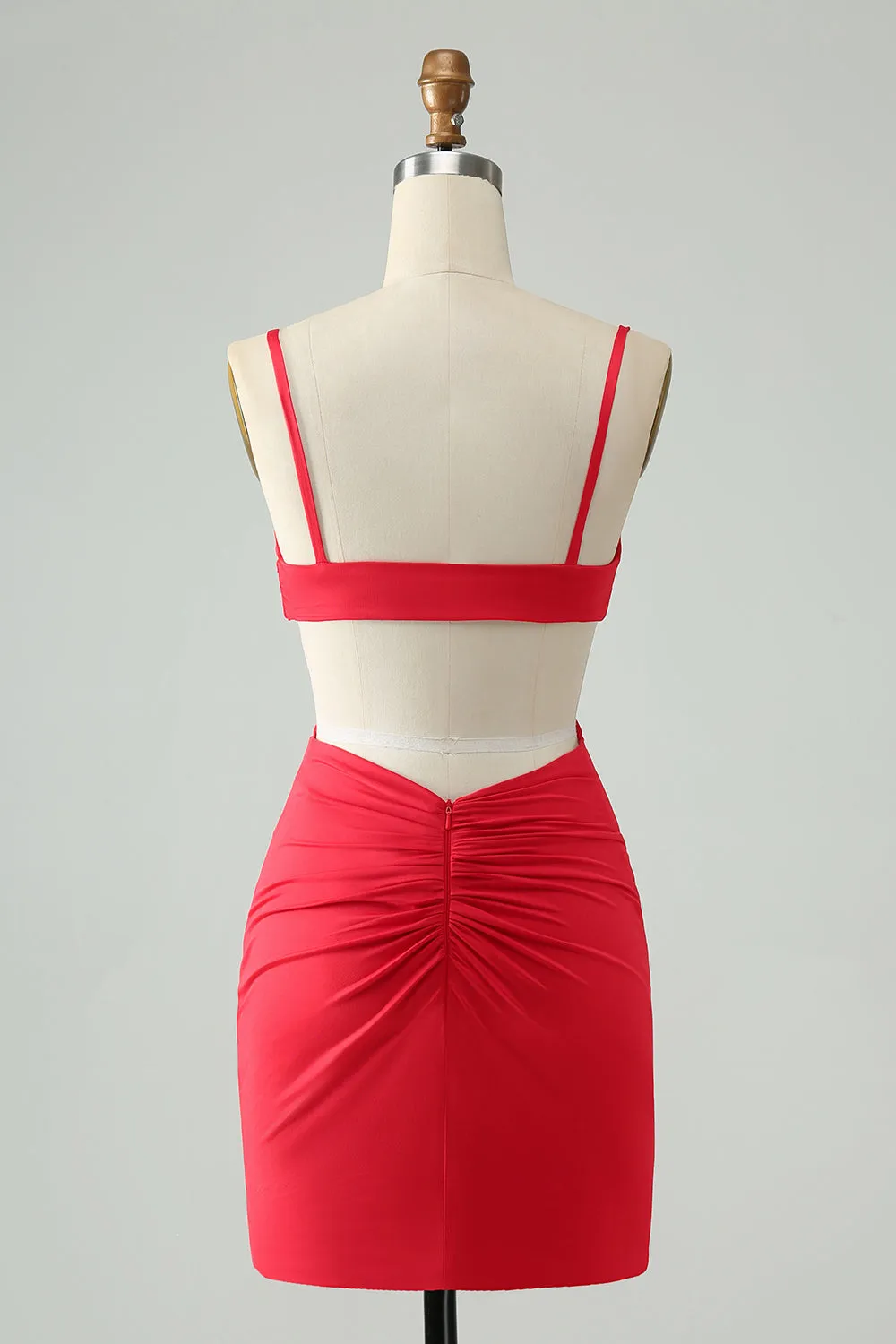 Red Tight Spaghetti Straps Hollow Out Short Homecoming Dress sold by Zapaka product image thumbnail 2