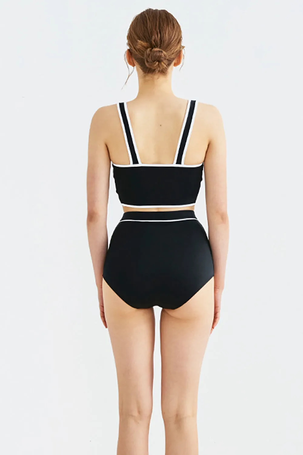 Black Two Pieces Square Neck Swimsuit sold by Zapaka product image thumbnail 2