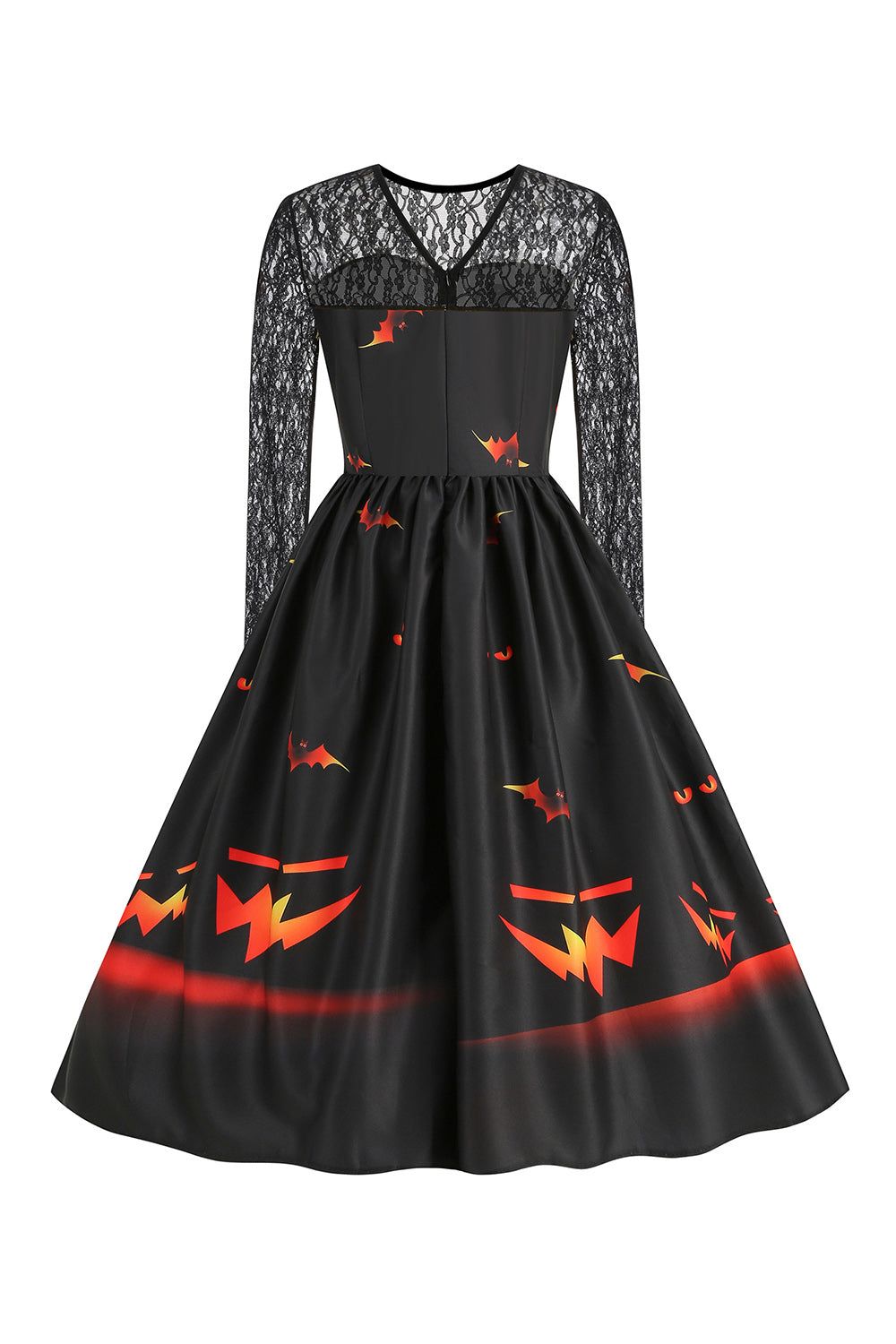 Lace Long Sleeves Black Printed 1950s Swing Dress sold by Zapaka product image thumbnail 2