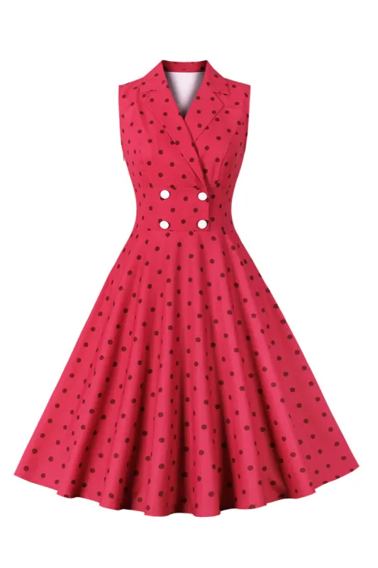 Red Polka Dots Swing 1950s Dress sold by Zapaka