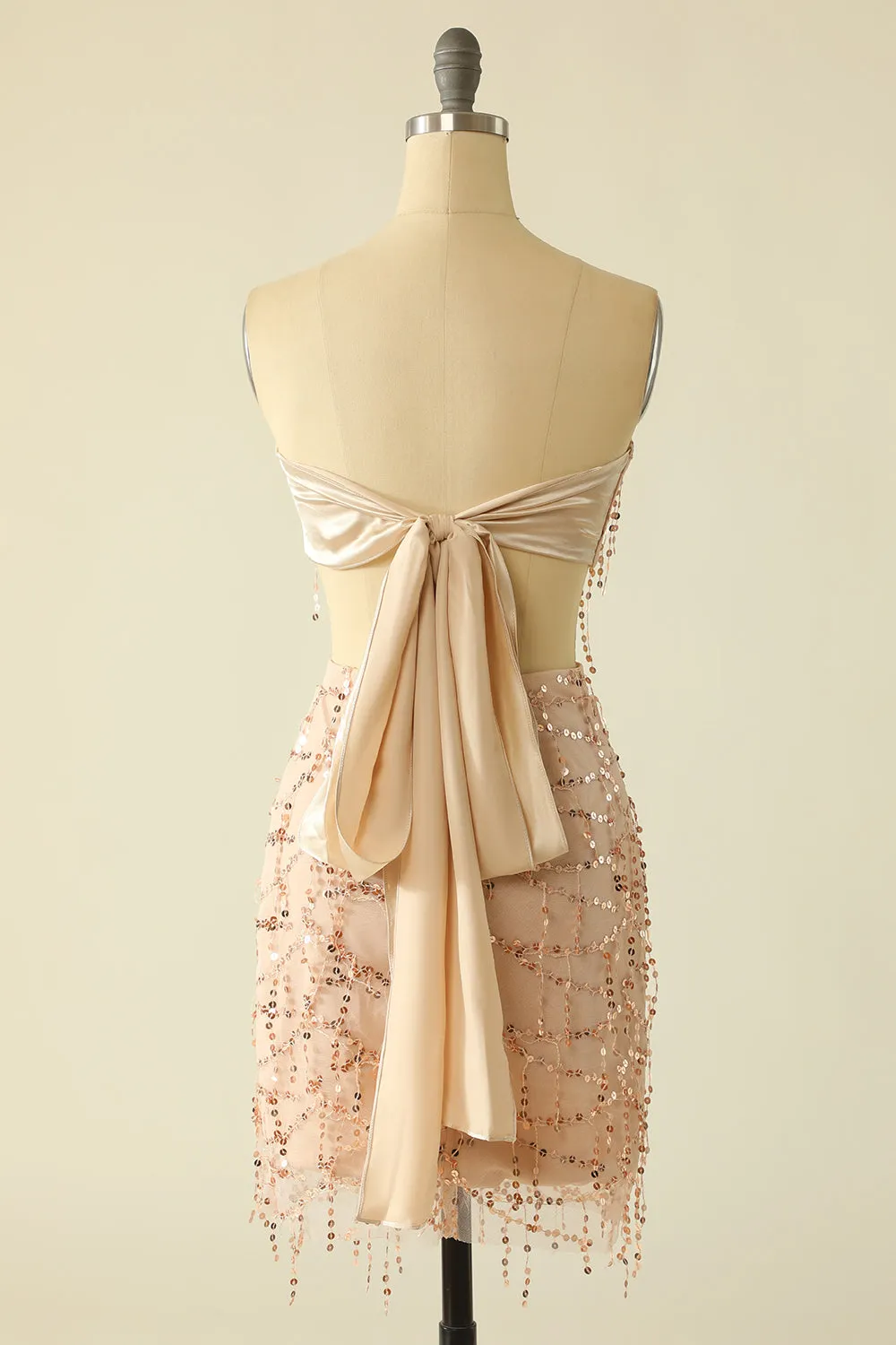 Two Piece Sequins Strapless Pink Homecoming Dress sold by Zapaka product image thumbnail 2