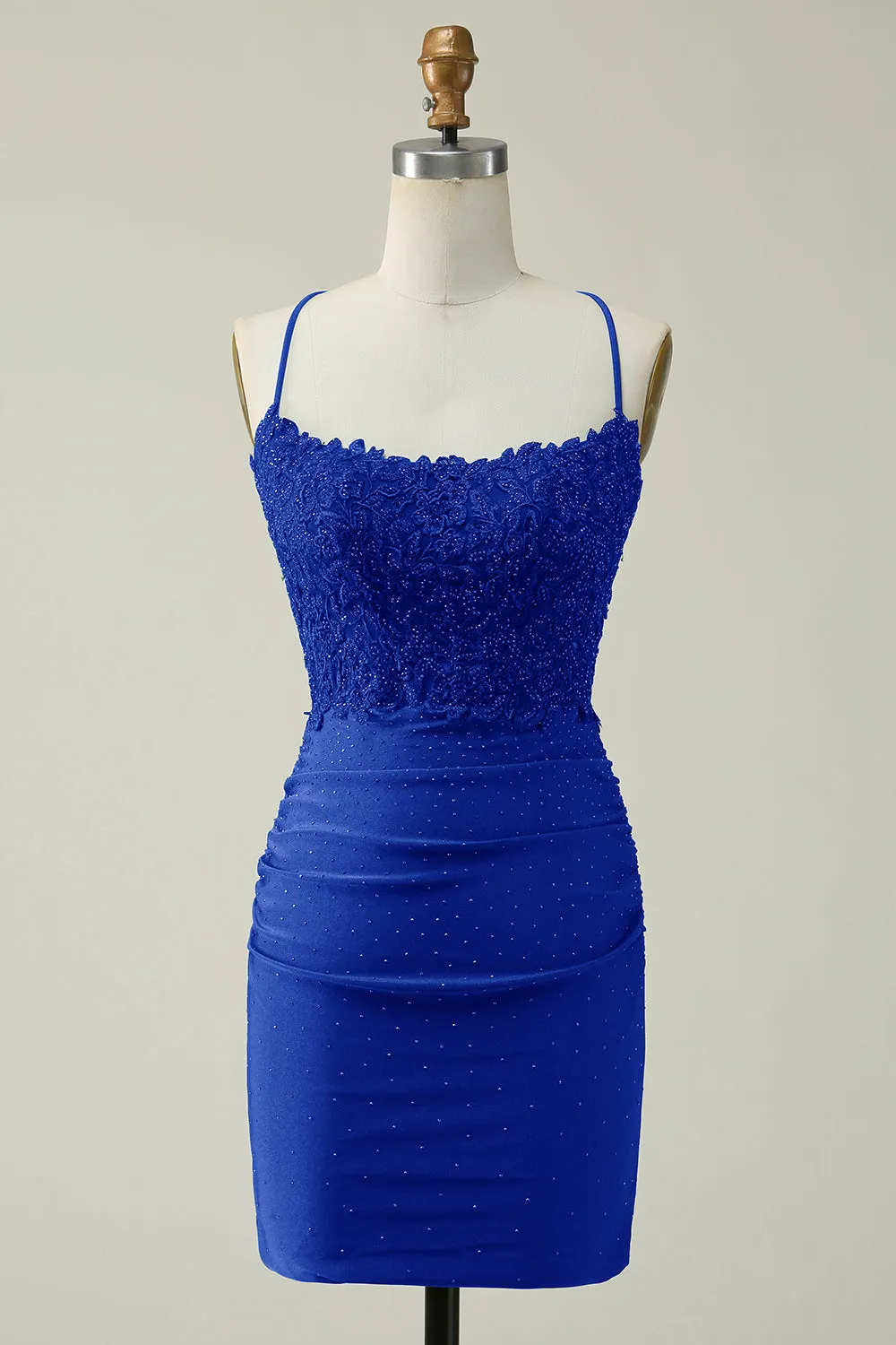 Sheath Spaghetti Straps Royal Blue Short Homecoming Dress with Appliques sold by Zapaka product image thumbnail 3