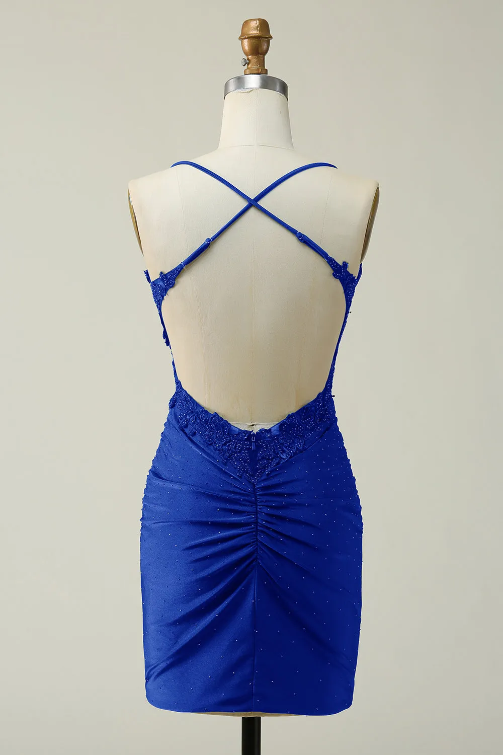 Sheath Spaghetti Straps Royal Blue Short Homecoming Dress with Appliques sold by Zapaka product image thumbnail 4