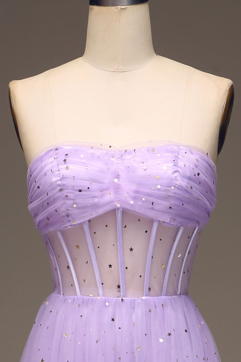 Tulle Strapless Purple Corset Prom Dress sold by Zapaka product image thumbnail 4
