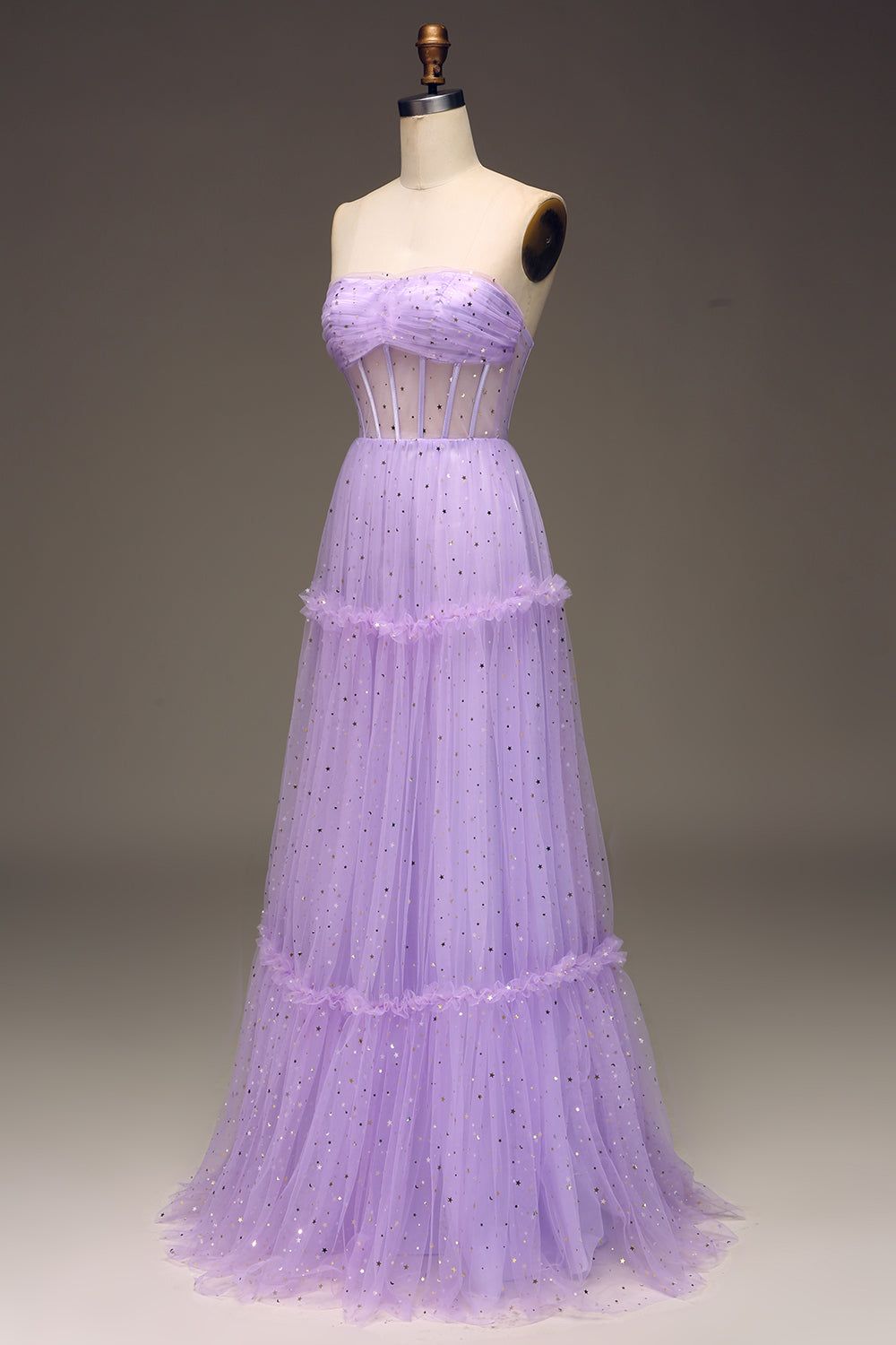 Tulle Strapless Purple Corset Prom Dress sold by Zapaka product image thumbnail 3