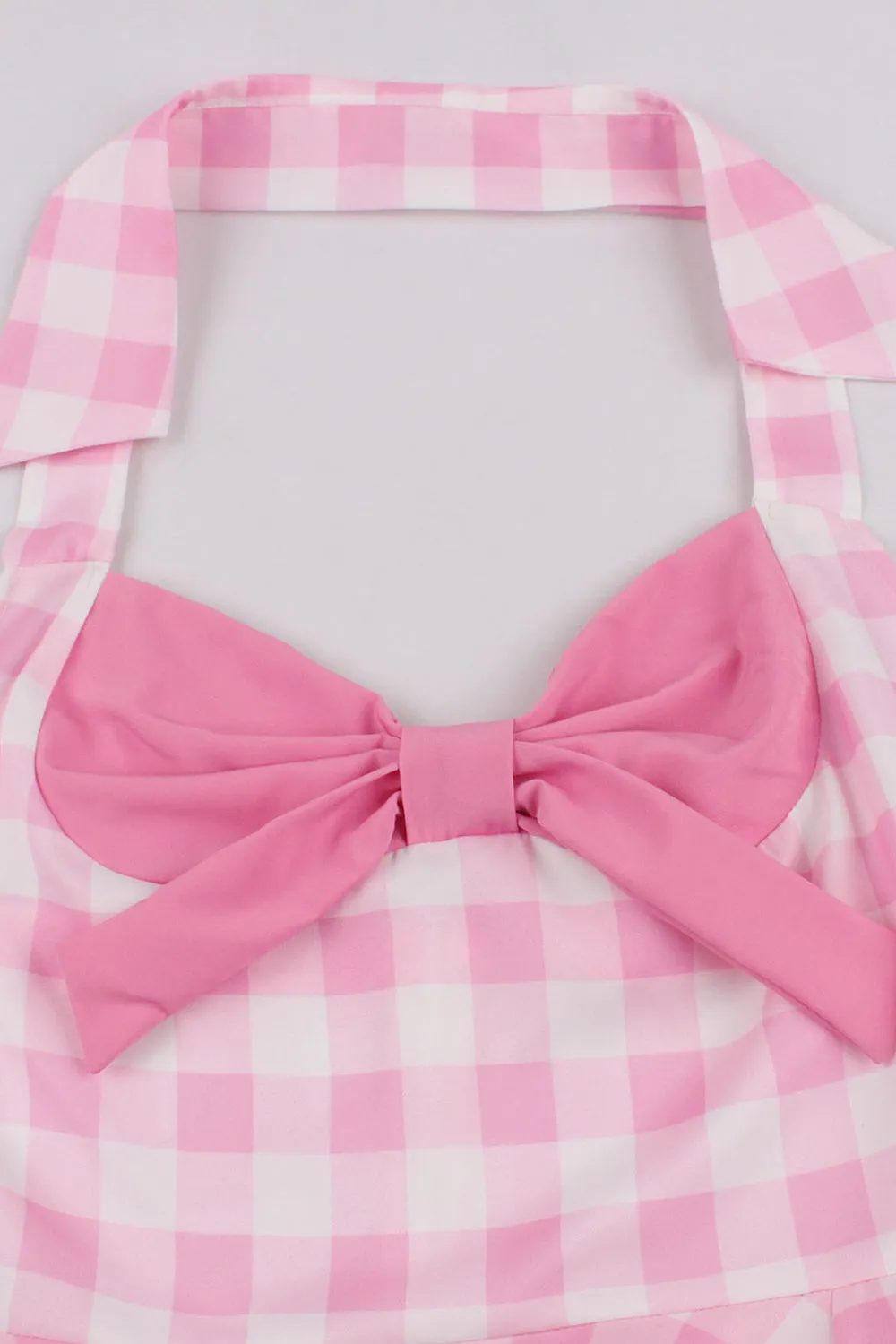 Retro Styles A Line Halter Neck Pink Plaid 1950s Dress sold by Zapaka product image thumbnail 3