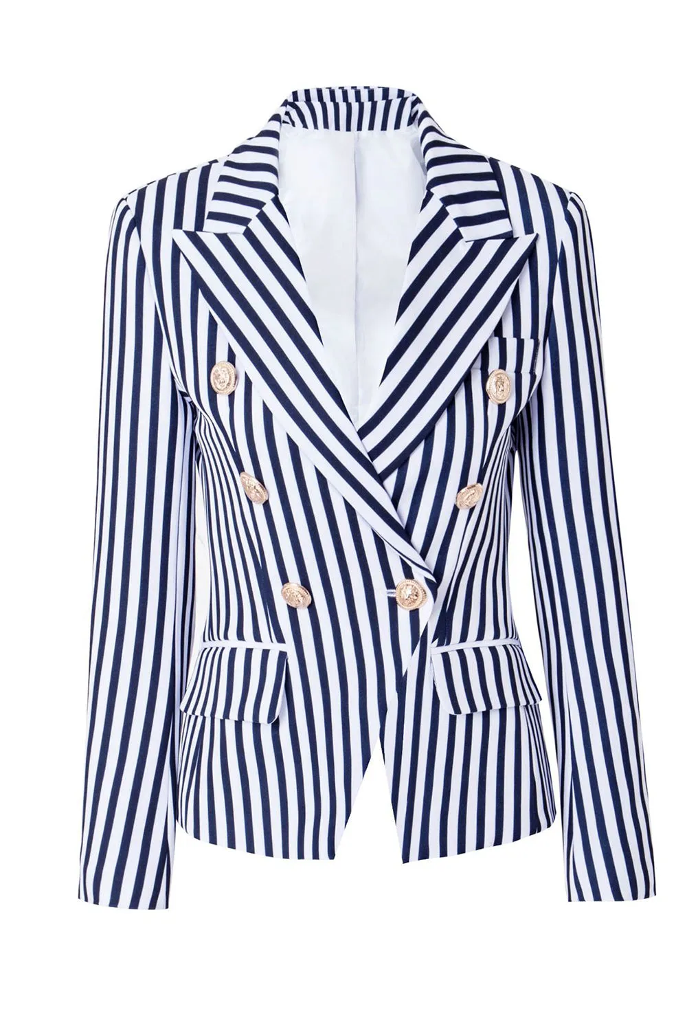 White Blue Striped Women's Blazer sold by Zapaka