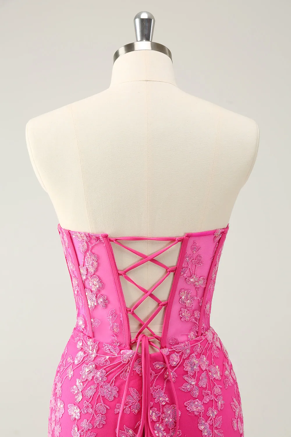 Sparkly Fuchsia Sweetheart Corset Homecoming Dress with Appliques sold by Zapaka product image thumbnail 5