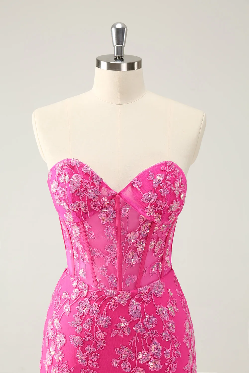 Sparkly Fuchsia Sweetheart Corset Homecoming Dress with Appliques sold by Zapaka product image thumbnail 4