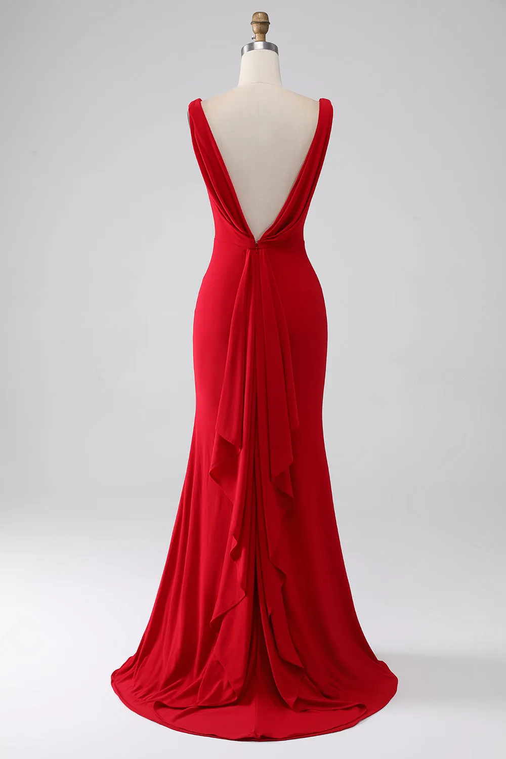 Mermaid V-Neck Red Prom Dress with Slit sold by Zapaka product image thumbnail 2