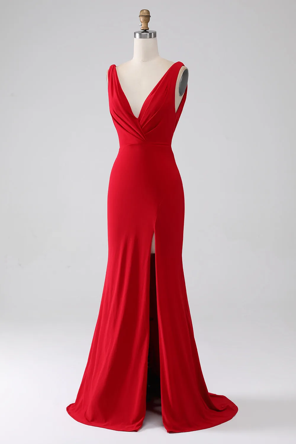 Mermaid V-Neck Red Prom Dress with Slit sold by Zapaka product image thumbnail 3