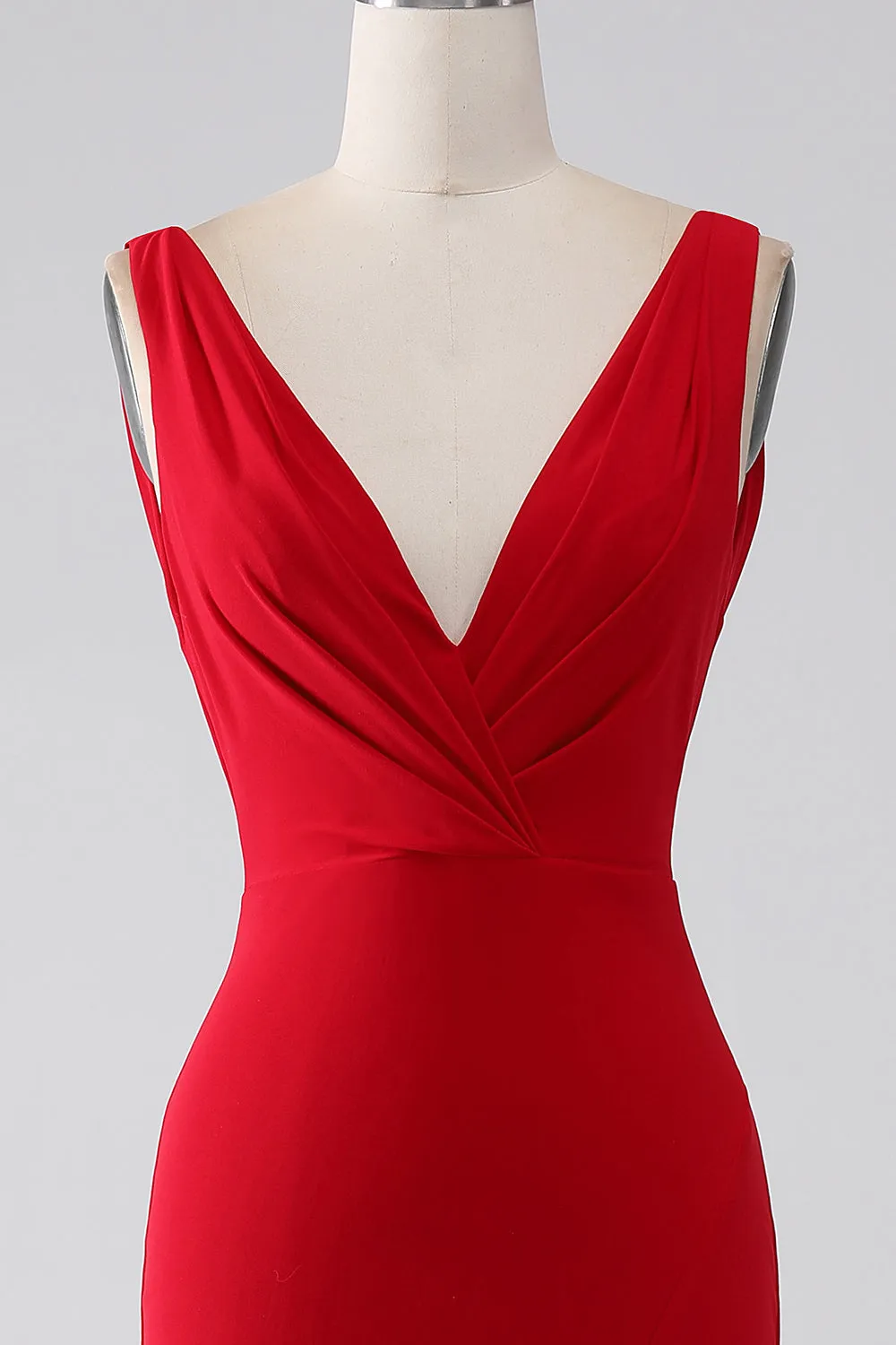 Mermaid V-Neck Red Prom Dress with Slit sold by Zapaka product image thumbnail 4
