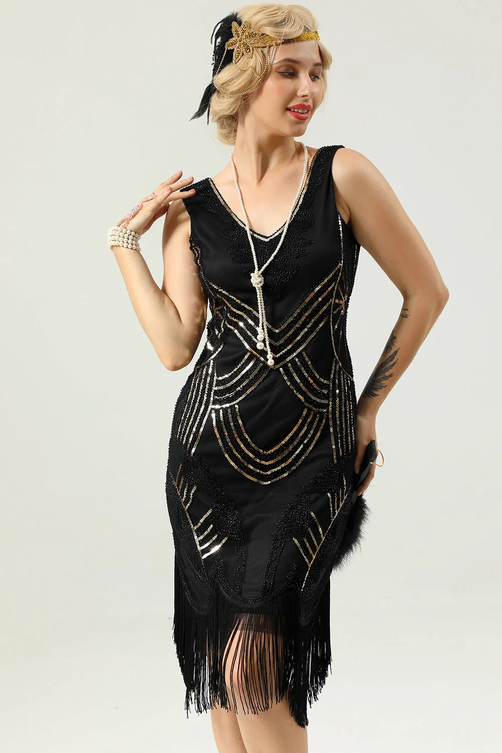Black Party Sequins 1920s Dress sold by Zapaka product image thumbnail 4